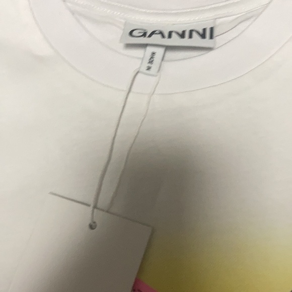 Ganni White Pink kitten Graphic T-shirt | NWT Cute Punk streetwear size Small - Picture 5 of 6